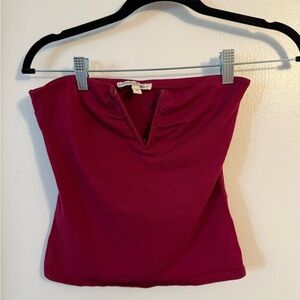 Express Burgundy Strapless Crop Top